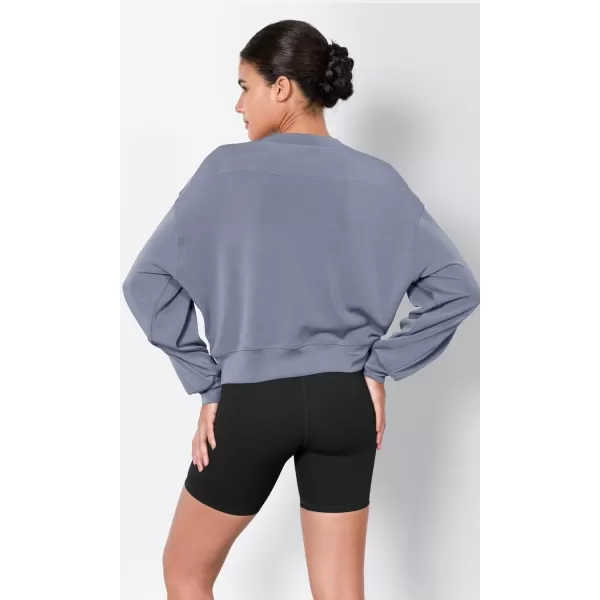 imageODODOS Modal Soft Long Sleeve Cropped Sweatshirts for Women Oversized Crew Neck Pullover Crop TopPurple Gray