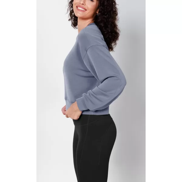 imageODODOS Modal Soft Long Sleeve Cropped Sweatshirts for Women Oversized Crew Neck Pullover Crop TopPurple Gray