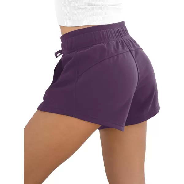 imageODODOS Womens Sweat Shorts with Pockets Cotton French Terry Drawstring Summer Workout Casual Lounge ShortsDeep Purple