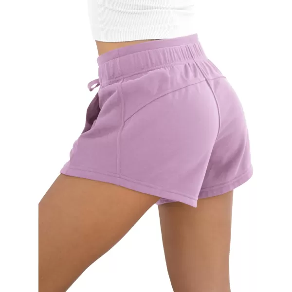 imageODODOS Womens Sweat Shorts with Pockets Cotton French Terry Drawstring Summer Workout Casual Lounge ShortsLilac