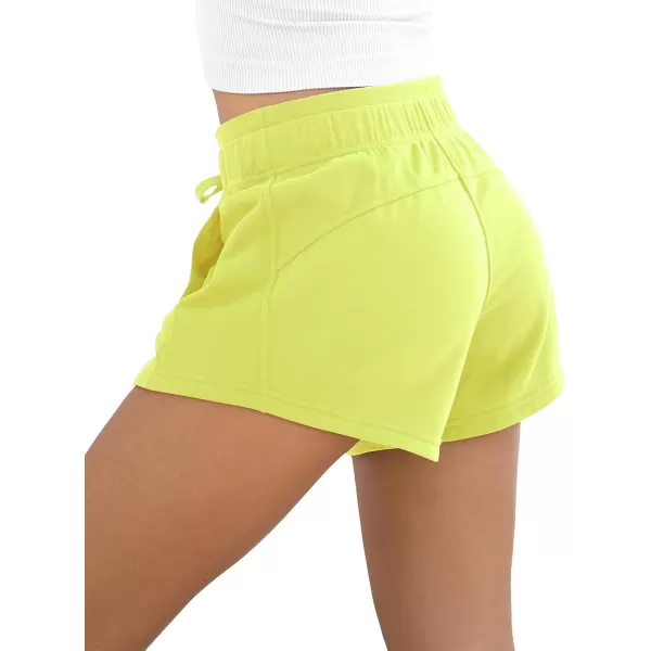 imageODODOS Womens Sweat Shorts with Pockets Cotton French Terry Drawstring Summer Workout Casual Lounge ShortsSunny Lime