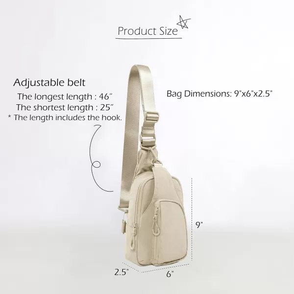 imageODODOS Daily Sling Bag with Adjustable Straps Crossbody Chest Bag Lightweight Small Backpack for Casual Traveling HikingBeige