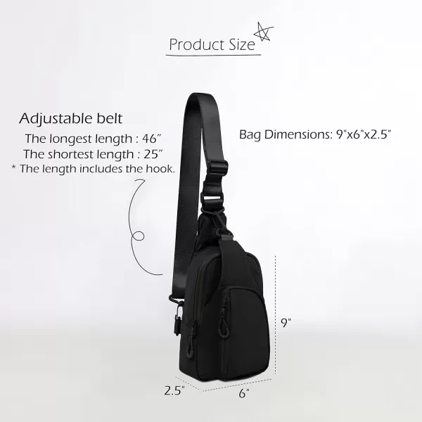 imageODODOS Daily Sling Bag with Adjustable Straps Crossbody Chest Bag Lightweight Small Backpack for Casual Traveling HikingBlack