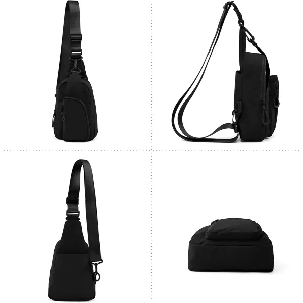 imageODODOS Daily Sling Bag with Adjustable Straps Crossbody Chest Bag Lightweight Small Backpack for Casual Traveling HikingBlack