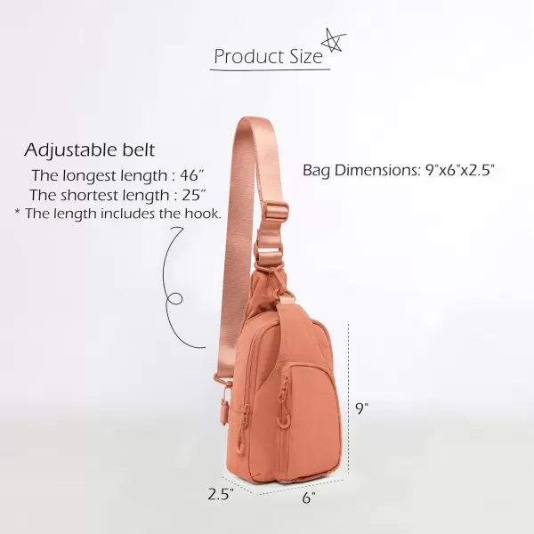 imageODODOS Daily Sling Bag with Adjustable Straps Crossbody Chest Bag Lightweight Small Backpack for Casual Traveling HikingDusty Orange