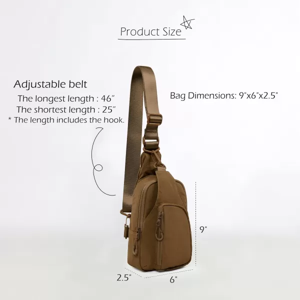 imageODODOS Daily Sling Bag with Adjustable Straps Crossbody Chest Bag Lightweight Small Backpack for Casual Traveling HikingGolden Brown