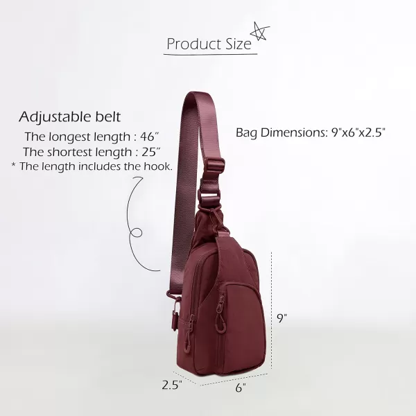 imageODODOS Daily Sling Bag with Adjustable Straps Crossbody Chest Bag Lightweight Small Backpack for Casual Traveling HikingWine
