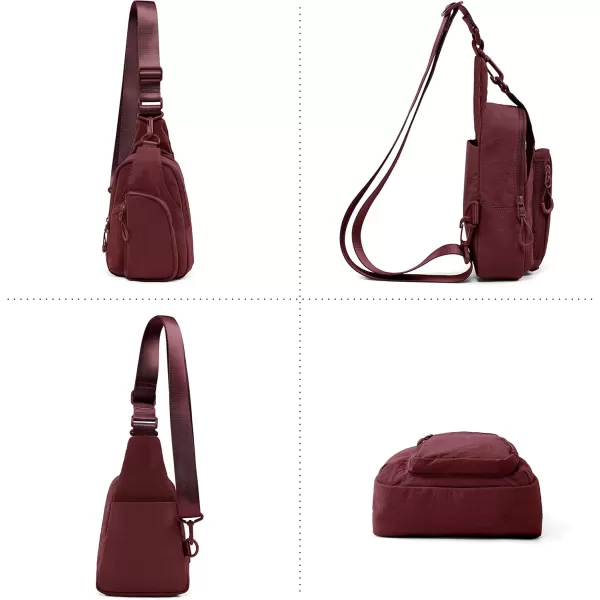 imageODODOS Daily Sling Bag with Adjustable Straps Crossbody Chest Bag Lightweight Small Backpack for Casual Traveling HikingWine