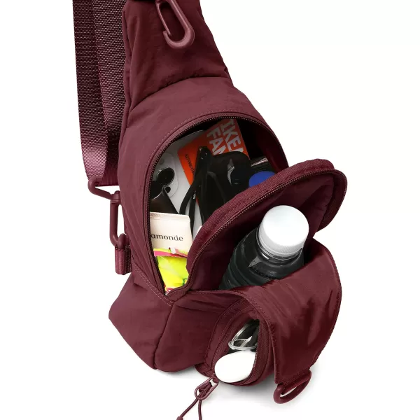 imageODODOS Daily Sling Bag with Adjustable Straps Crossbody Chest Bag Lightweight Small Backpack for Casual Traveling HikingWine