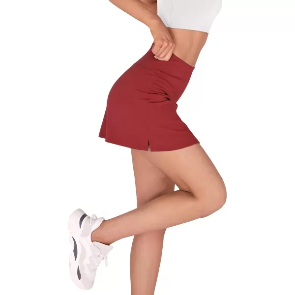 imageODODOS Womens Athletic Tennis Skorts with Pockets Builtin Shorts Golf Active Skirts for Sports Running Gym TrainingCarmine Red