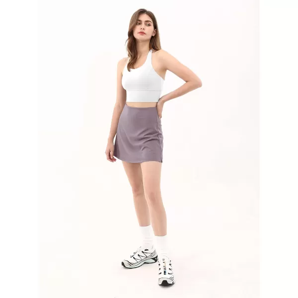 imageODODOS Womens Athletic Tennis Skorts with Pockets Builtin Shorts Golf Active Skirts for Sports Running Gym TrainingChalk Violet