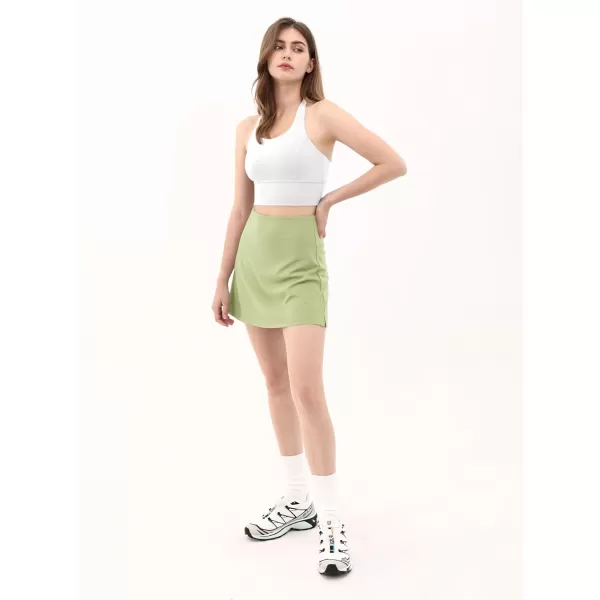 imageODODOS Womens Athletic Tennis Skorts with Pockets Builtin Shorts Golf Active Skirts for Sports Running Gym TrainingMatcha