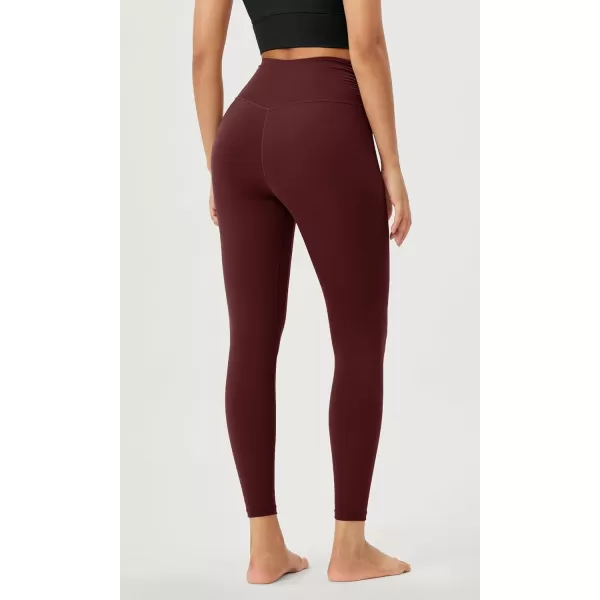 imageODODOS Womens Cross Waist Yoga Leggings with Inner Pocket 23quot25quot28quot Gathered Crossover Workout Yoga PantsBurgundy