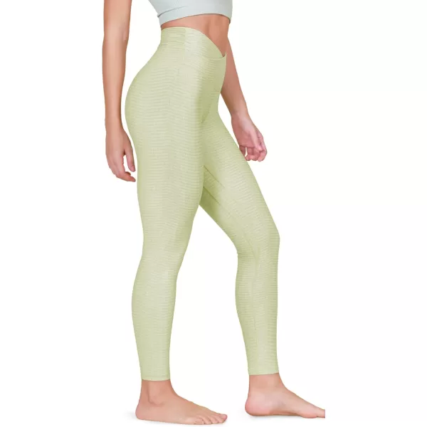 imageODODOS Womens Cross Waist Yoga Leggings with Inner Pocket 23quot25quot28quot Gathered Crossover Workout Yoga PantsChevron Lime