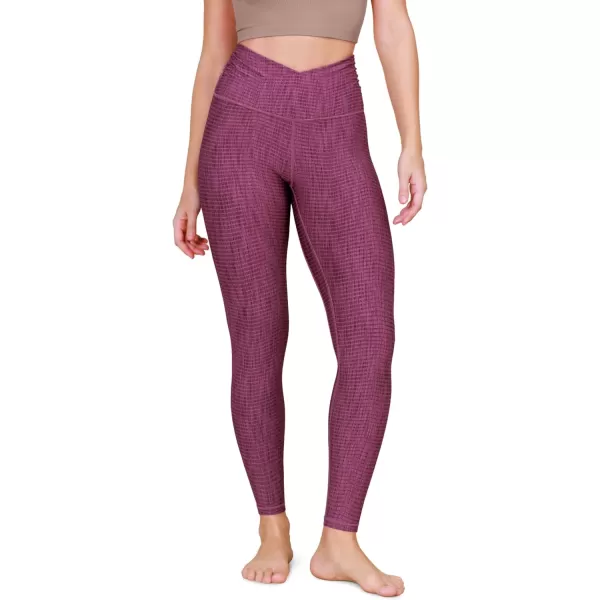 imageODODOS Womens Cross Waist Yoga Leggings with Inner Pocket 23quot25quot28quot Gathered Crossover Workout Yoga PantsChevron Plum