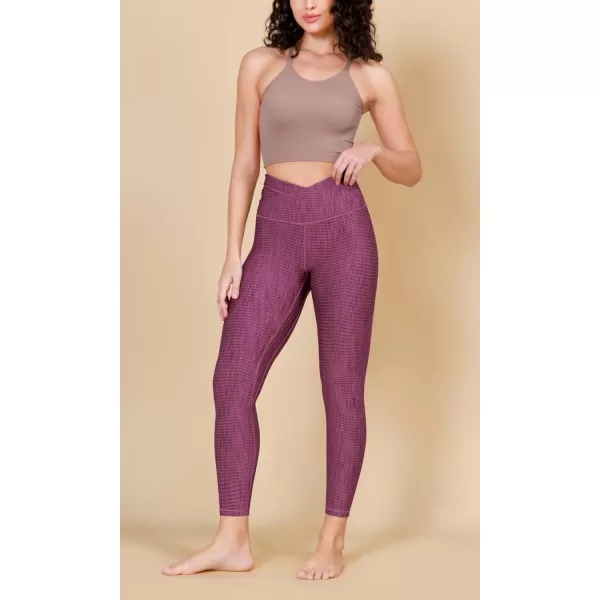 imageODODOS Womens Cross Waist Yoga Leggings with Inner Pocket 23quot25quot28quot Gathered Crossover Workout Yoga PantsChevron Plum