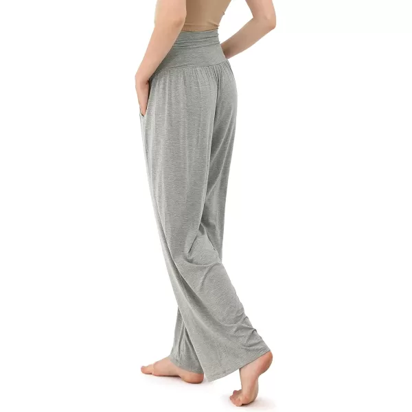 imageODODOS Womens Wide Leg Palazzo Lounge Pants with Pockets Light Weight Loose Comfy Casual Pajama Pants262830quot32quot InseamGray Heather