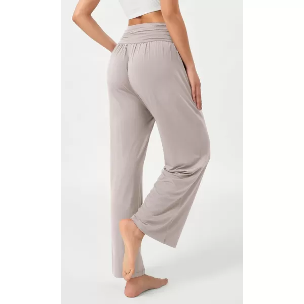 imageODODOS Womens Wide Leg Palazzo Lounge Pants with Pockets Light Weight Loose Comfy Casual Pajama Pants262830quot32quot InseamLight Beige