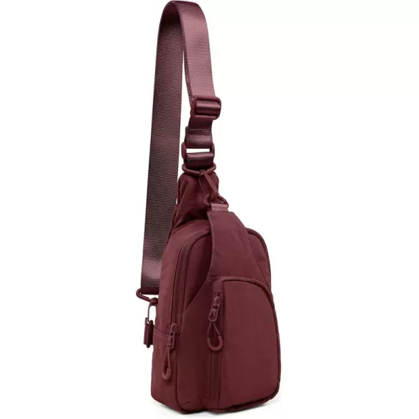 imageODODOS Daily Sling Bag with Adjustable Straps Crossbody Chest Bag Lightweight Small Backpack for Casual Traveling HikingWine
