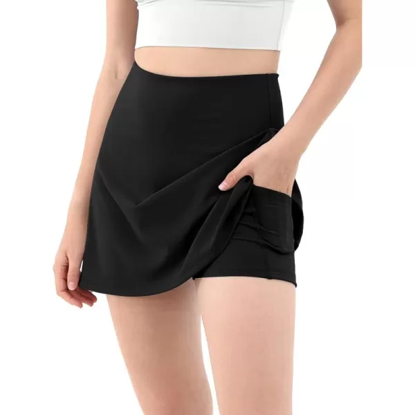 imageODODOS Womens Athletic Tennis Skorts with Pockets Builtin Shorts Golf Active Skirts for Sports Running Gym TrainingBlack