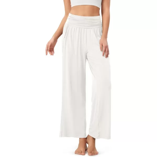 imageODODOS Womens Wide Leg Palazzo Lounge Pants with Pockets Light Weight Loose Comfy Casual Pajama Pants262830quot32quot InseamOffwhite