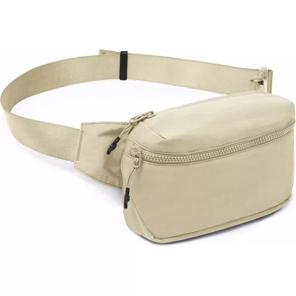 imageODODOS 2L Belt Bag for Women Men Crossbody Fanny Packs with Adjustable Strap Waist Pouch for Workout Hiking Running Travel Light GreyBeige