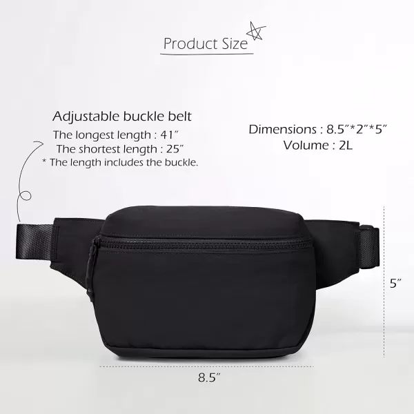 imageODODOS 2L Belt Bag for Women Men Crossbody Fanny Packs with Adjustable Strap Waist Pouch for Workout Hiking Running Travel Light GreyBlack