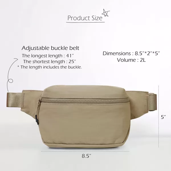 imageODODOS 2L Belt Bag for Women Men Crossbody Fanny Packs with Adjustable Strap Waist Pouch for Workout Hiking Running Travel Light GreyField