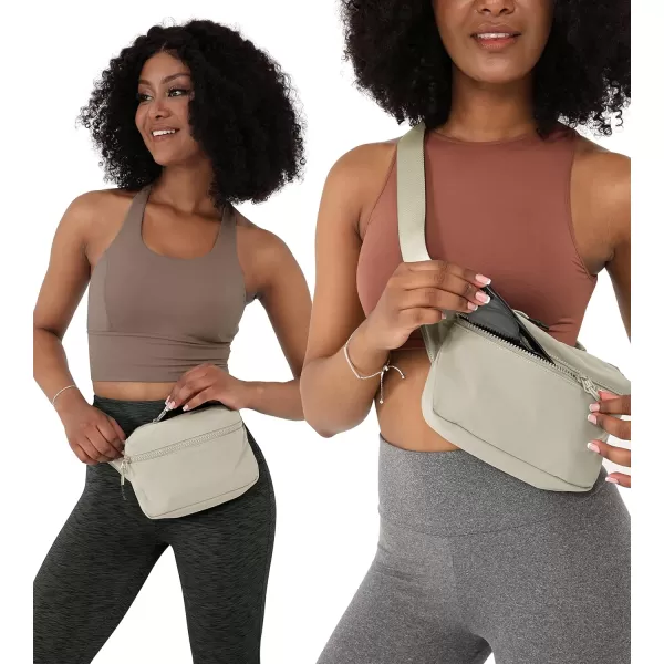 imageODODOS 2L Belt Bag for Women Men Crossbody Fanny Packs with Adjustable Strap Waist Pouch for Workout Hiking Running Travel Light GreyLight Grey