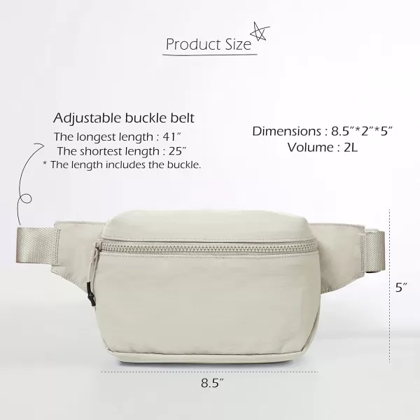 imageODODOS 2L Belt Bag for Women Men Crossbody Fanny Packs with Adjustable Strap Waist Pouch for Workout Hiking Running Travel Light GreyLight Grey