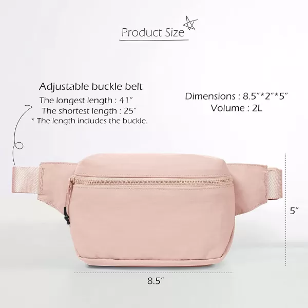 imageODODOS 2L Belt Bag for Women Men Crossbody Fanny Packs with Adjustable Strap Waist Pouch for Workout Hiking Running Travel Light GreyLight Pink