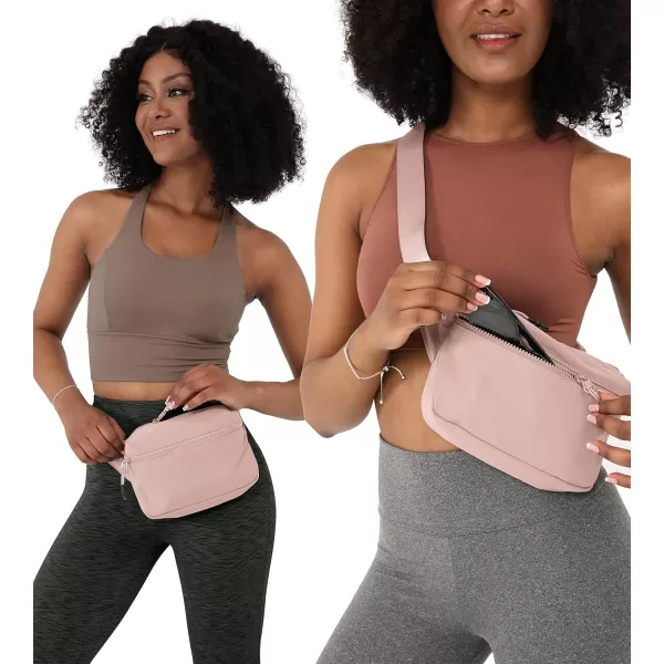 imageODODOS 2L Belt Bag for Women Men Crossbody Fanny Packs with Adjustable Strap Waist Pouch for Workout Hiking Running Travel Light GreyLight Pink