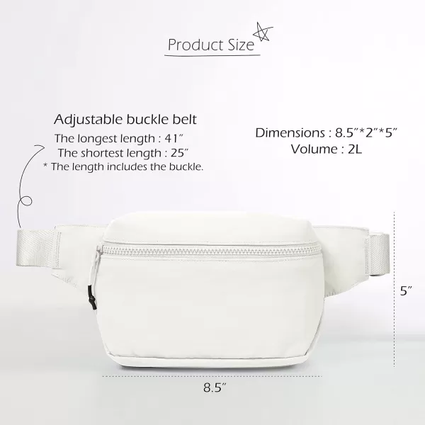 imageODODOS 2L Belt Bag for Women Men Crossbody Fanny Packs with Adjustable Strap Waist Pouch for Workout Hiking Running Travel Light GreyWhite