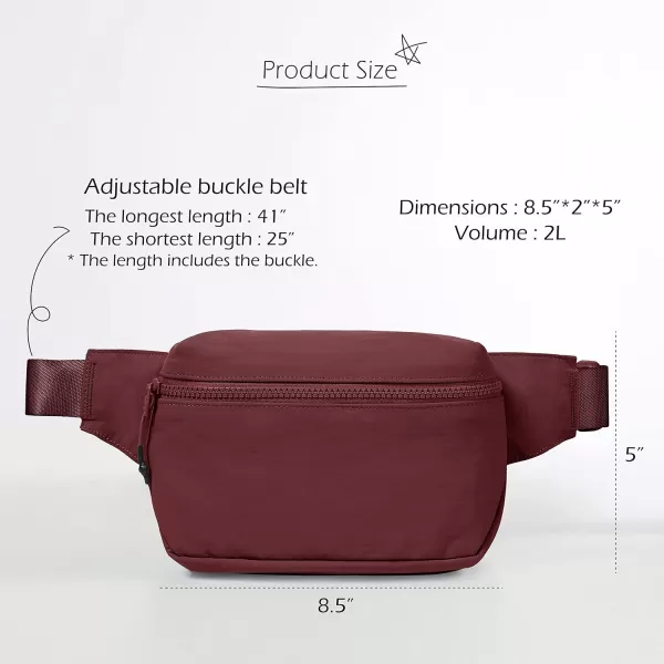 imageODODOS 2L Belt Bag for Women Men Crossbody Fanny Packs with Adjustable Strap Waist Pouch for Workout Hiking Running Travel Light GreyWine