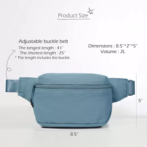 imageODODOS 2L Belt Bag for Women Men Crossbody Fanny Packs with Adjustable Strap Waist Pouch for Workout Hiking Running Travel Light GreyYale Blue