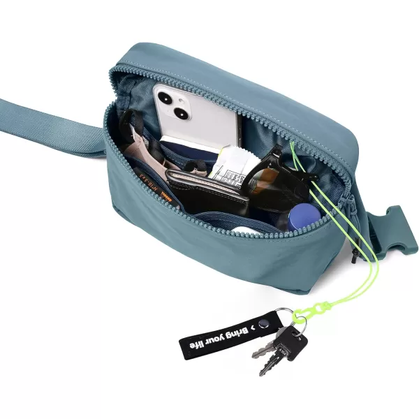 imageODODOS 2L Belt Bag for Women Men Crossbody Fanny Packs with Adjustable Strap Waist Pouch for Workout Hiking Running Travel Light GreyYale Blue