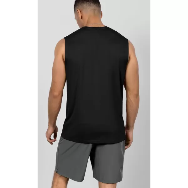 imageODODOS Mens Quick Dry Athletic Tank Tops UPF 50 Sun Protection SPF Workout Sleeveless Muscle ShirtsBlack