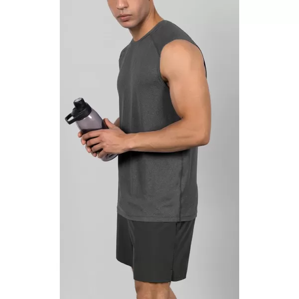 imageODODOS Mens Quick Dry Athletic Tank Tops UPF 50 Sun Protection SPF Workout Sleeveless Muscle ShirtsCharcoal Heather