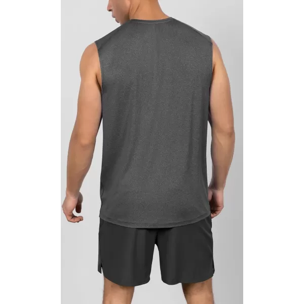 imageODODOS Mens Quick Dry Athletic Tank Tops UPF 50 Sun Protection SPF Workout Sleeveless Muscle ShirtsCharcoal Heather