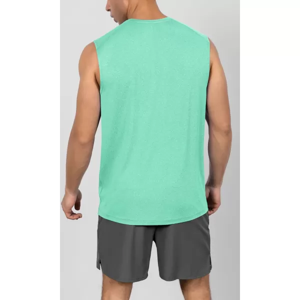 imageODODOS Mens Quick Dry Athletic Tank Tops UPF 50 Sun Protection SPF Workout Sleeveless Muscle ShirtsJade Heather