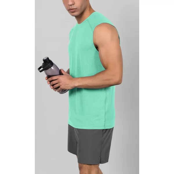 imageODODOS Mens Quick Dry Athletic Tank Tops UPF 50 Sun Protection SPF Workout Sleeveless Muscle ShirtsJade Heather