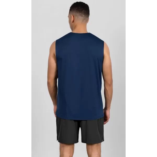 imageODODOS Mens Quick Dry Athletic Tank Tops UPF 50 Sun Protection SPF Workout Sleeveless Muscle ShirtsNavy Heather