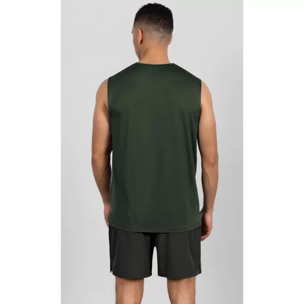 imageODODOS Mens Quick Dry Athletic Tank Tops UPF 50 Sun Protection SPF Workout Sleeveless Muscle ShirtsOlive Green Heather