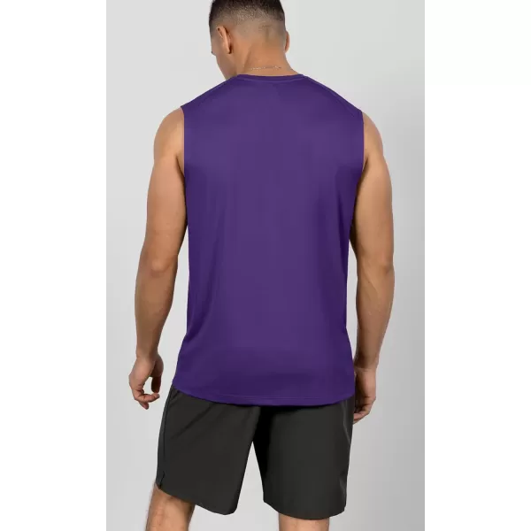 imageODODOS Mens Quick Dry Athletic Tank Tops UPF 50 Sun Protection SPF Workout Sleeveless Muscle ShirtsPurple