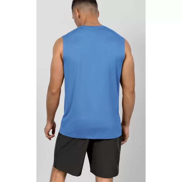 imageODODOS Mens Quick Dry Athletic Tank Tops UPF 50 Sun Protection SPF Workout Sleeveless Muscle ShirtsSky Blue