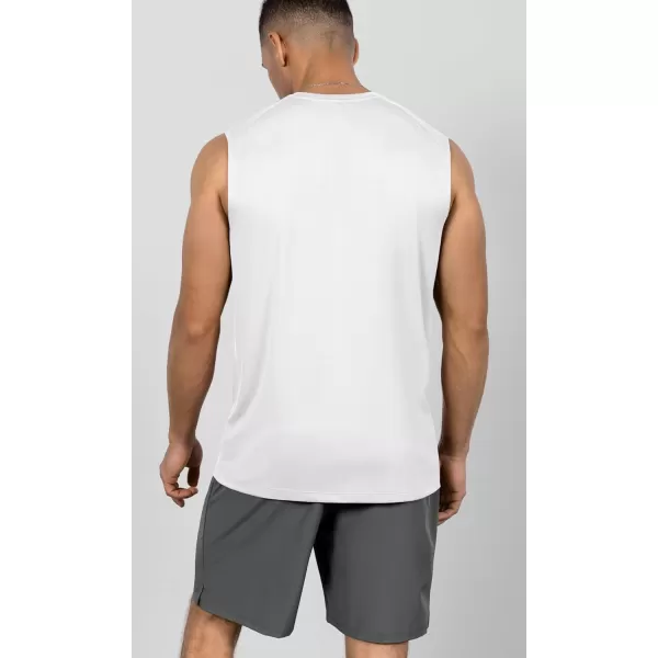 imageODODOS Mens Quick Dry Athletic Tank Tops UPF 50 Sun Protection SPF Workout Sleeveless Muscle ShirtsWhite