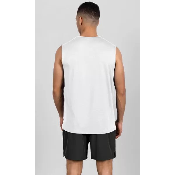 imageODODOS Mens Quick Dry Athletic Tank Tops UPF 50 Sun Protection SPF Workout Sleeveless Muscle ShirtsWhite Heather