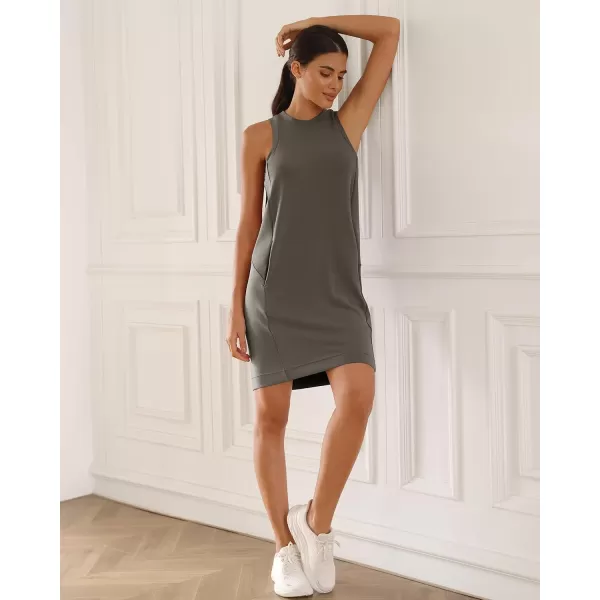 imageODODOS Modal Soft Loose Tank Dress for Women Casual Sleeveless Sundress with Kangaroo Pocket Summer DressDeep Grey