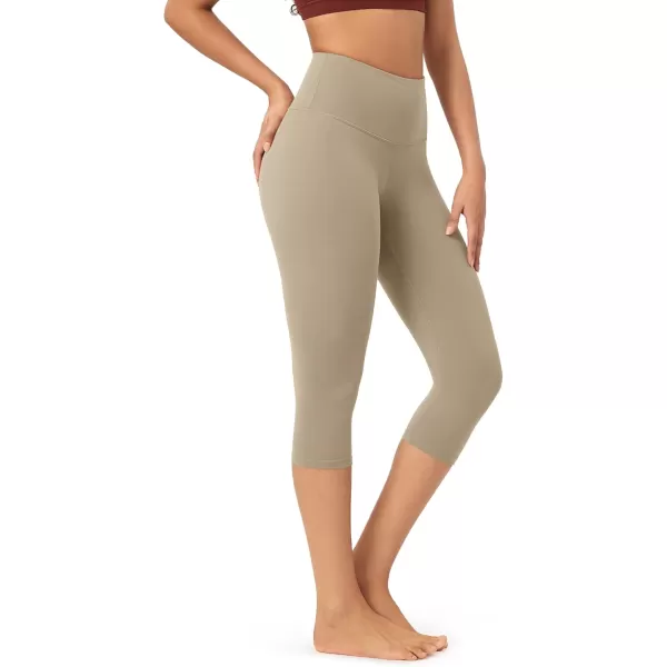 imageODODOS ODCLOUD Buttery Soft Lounge Yoga Capris for Women 14quot  19quot  21quot High Waist Capri LeggingsShaker Beige