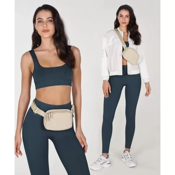 imageODODOS Unisex Mini Belt Bag with Adjustable Strap Small Fanny Pack for Workout Running Traveling Hiking IvoryBeige
